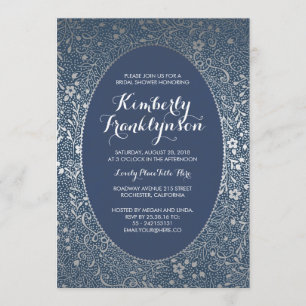 Invitación Ducha nupcial - marina de guerra y vintage floral
