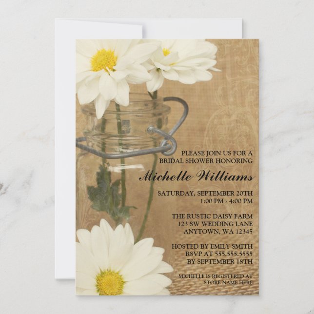 Invitación Ducha nupcial marrón blanca (Anverso)