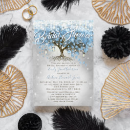 Invitación Ducha nupcial Mason Jar Blue Heart Leaf Tree