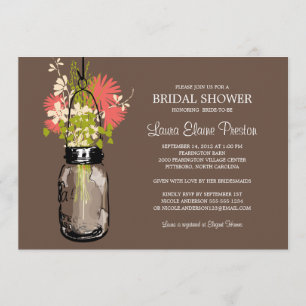 Invitación Ducha nupcial Mason Jar y Wildflower