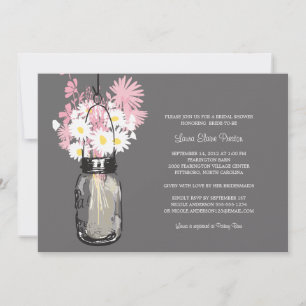 Invitación Ducha nupcial Mason Jar y Wildflowers
