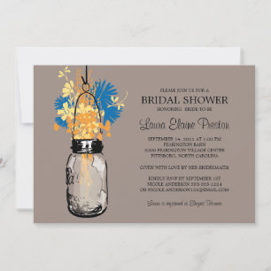 Invitación Ducha nupcial Mason Jar y Wildflowers