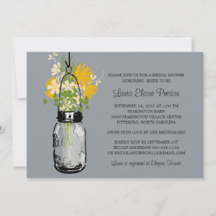 Invitación Ducha nupcial Mason Jar y Wildflowers