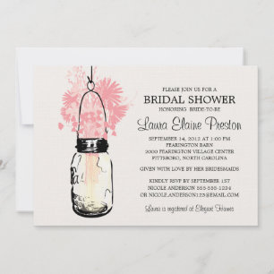 Invitación Ducha nupcial Mason Jar y Wildflowers