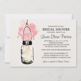 Invitación Ducha nupcial Mason Jar y Wildflowers