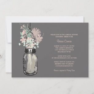 Invitación Ducha nupcial Mason Jar y Wildflowers
