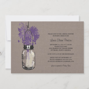 Invitación Ducha nupcial Mason Jar y Wildflowers
