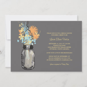 Invitación Ducha nupcial Mason Jar y Wildflowers