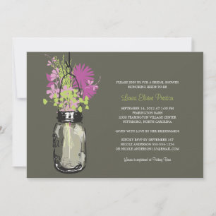 Invitación Ducha nupcial Mason Jar y Wildflowers