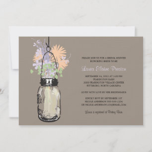 Invitación Ducha nupcial Mason Jar y Wildflowers
