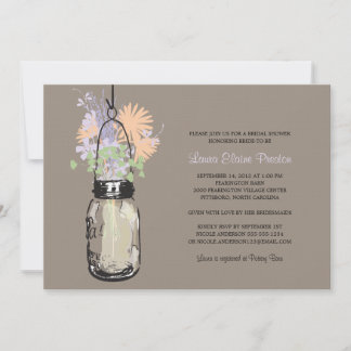 Invitación Ducha nupcial Mason Jar y Wildflowers