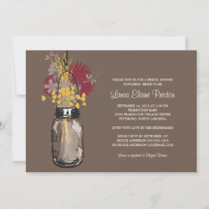 Invitación Ducha nupcial Mason Jar y Wildflowers