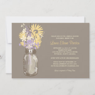 Invitación Ducha nupcial Mason Jar y Wildflowers