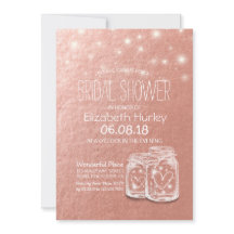 Ducha nupcial Mason Jars String Lights Rosa Gold I