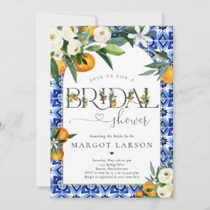 Invitación Ducha nupcial mediterránea Citrus Naranja
