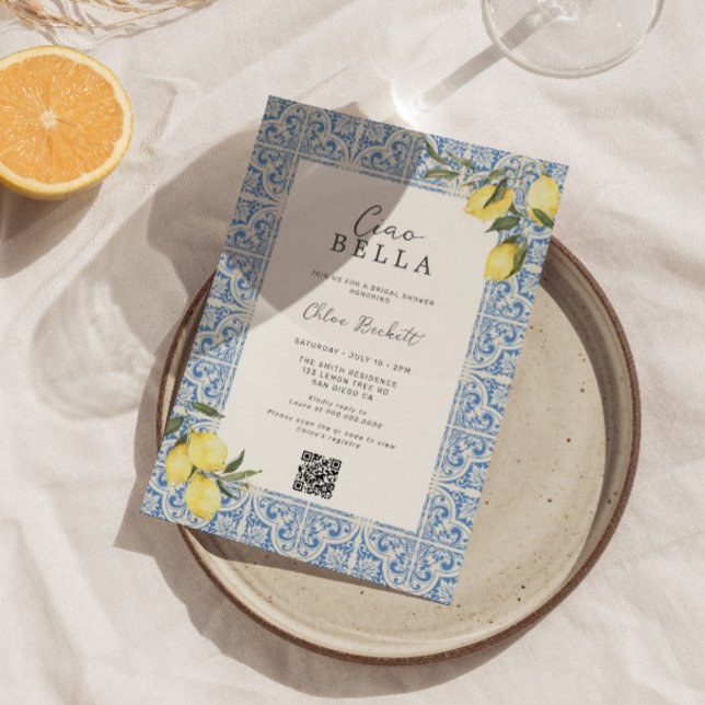 Invitación Ducha nupcial mediterránea Tiles Amalfi Capri (Subido por el creador)