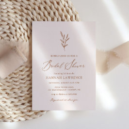 Invitación Ducha nupcial mínima de boho rosado