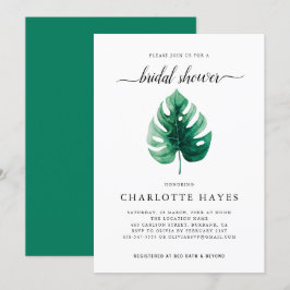 Invitación Ducha nupcial mínima de color de agua verde hoja v