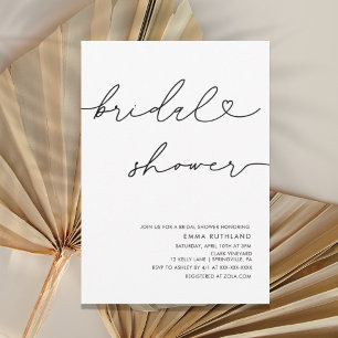 Invitación Ducha nupcial minimalista escrita a mano