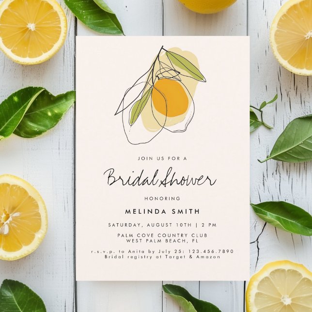Invitación Ducha nupcial Minimalista moderna de Citrus Lemon (Subido por el creador)
