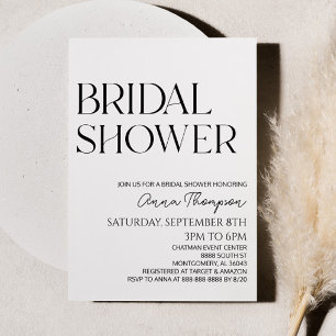 Invitación Ducha nupcial Minimalista moderna de espalda blanc