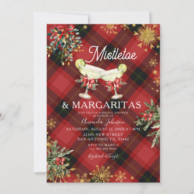 Invitación Ducha nupcial Mistletoe y Margaritas (Anverso)