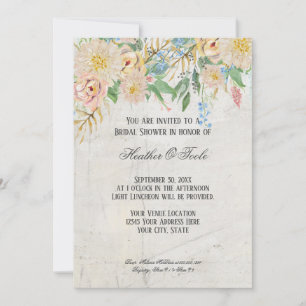 Invitación Ducha nupcial moderna acuarela BOHO Marble floral