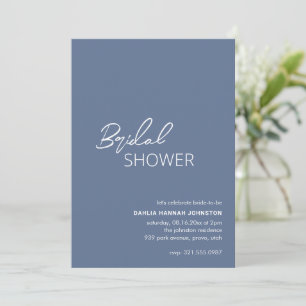 Invitación Ducha nupcial moderna azul turbulenta mínima