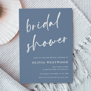 Invitación Ducha nupcial moderna azul y blanco