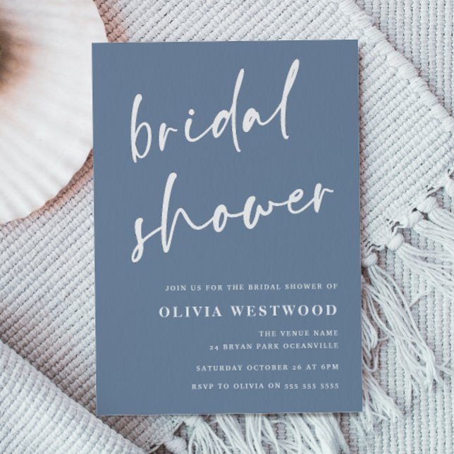 Invitación Ducha nupcial moderna azul y blanco (Subido por el creador)