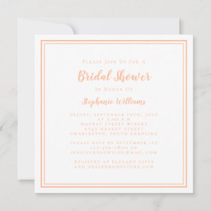 Invitación Ducha nupcial Moderna cuadrada elegante Peach Whit