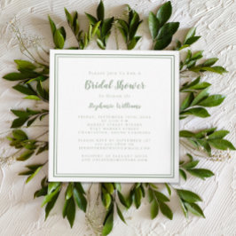 Invitación Ducha nupcial Moderna cuadrada elegante Sage Green