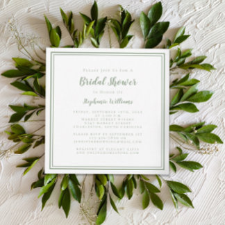 Invitación Ducha nupcial Moderna cuadrada elegante Sage Green