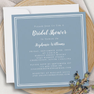 Invitación Ducha nupcial Moderna Elegante Plaza Azul Dusty