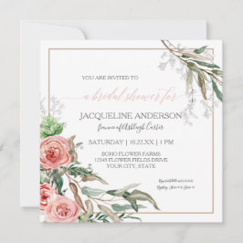 Invitación Ducha nupcial Moderna Floral Eucalyptus acuarela