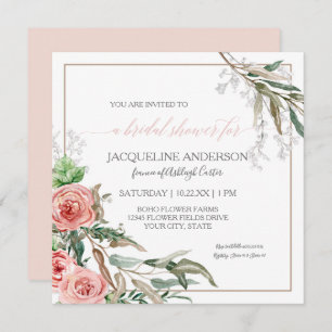 Invitación Ducha nupcial Moderna Floral Eucalyptus acuarela