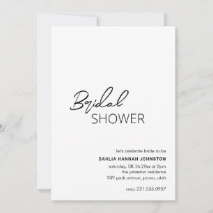 Invitación Ducha nupcial moderna mínima en blanco y negro