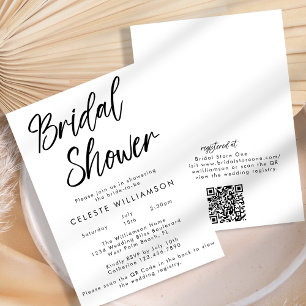 Invitación Ducha nupcial moderna Minimalista QRCode