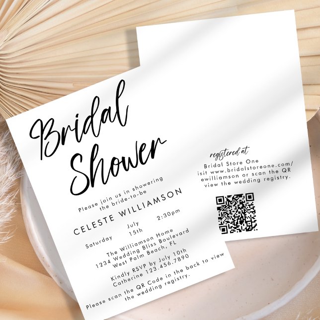 Invitación Ducha nupcial moderna Minimalista QRCode (Subido por el creador)