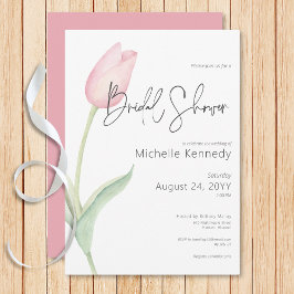 Invitación Ducha nupcial moderna rosa tulipán solo