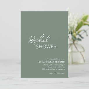 Invitación Ducha nupcial moderna verde sage mínima