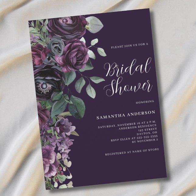 Invitación Ducha nupcial morada morada morada oscuro (Subido por el creador)