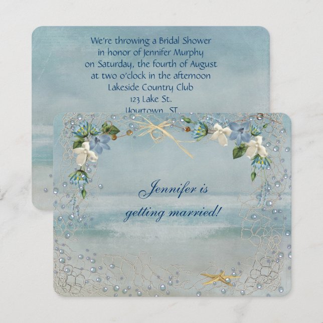 Invitación Ducha nupcial náutica (Anverso / Reverso)