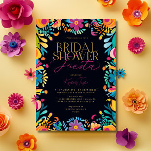 Invitación Ducha nupcial negra de Fiesta mexicana