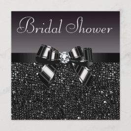 Invitación Ducha nupcial negra de las lentejuelas, del arco y