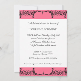 Invitación Ducha nupcial negra y blanca de Lis Damask
