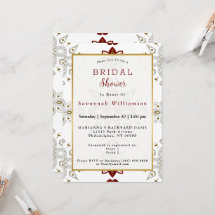 Invitación Ducha nupcial nórdica de oro rojo escandinavo