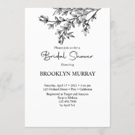 Invitación Ducha nupcial, novia moderna, negro y blanco