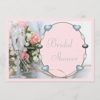Invitación Ducha nupcial, novia y flor de vidrio
