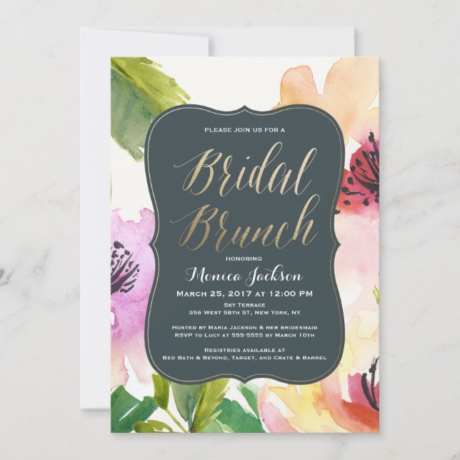 Invitación Ducha nupcial nupcial del brunch el | de las (Anverso)